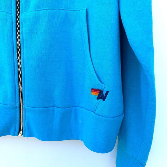 Aviator Nation Full Zip Hoodie Austin Texas Women’s Men’s XXL 2X Neon Blue - Picture 7 of 10